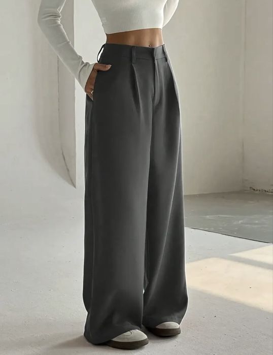 Штани жіночі, палаццо сірого кольору