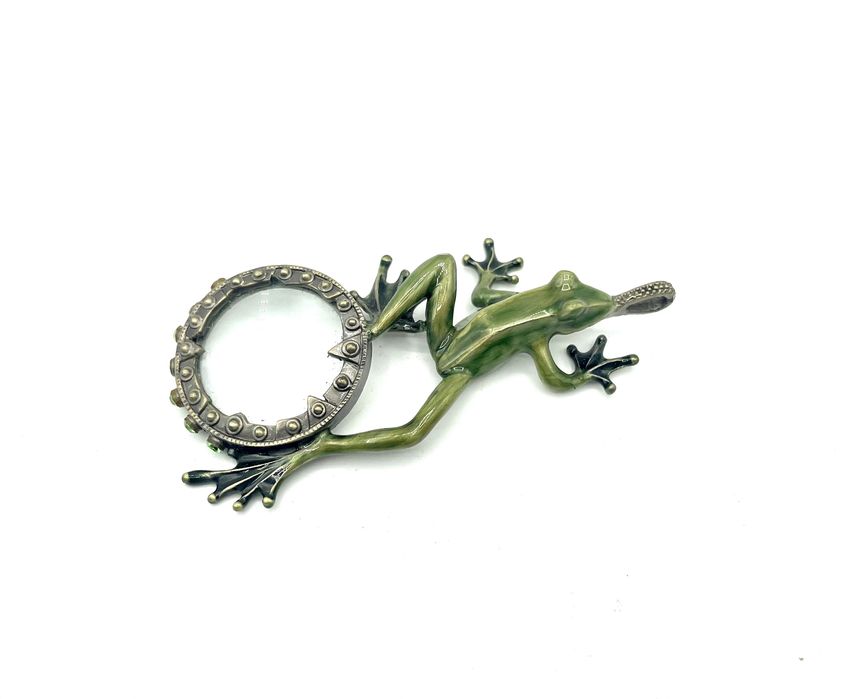 Pendente com lupa com sapo esmaltado bronze