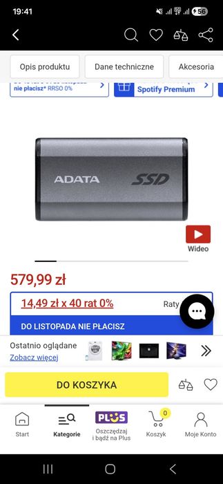 Dysk zewnętrzny 1tb ssd adata stan bardzo dobry ekspresowa wysyłka