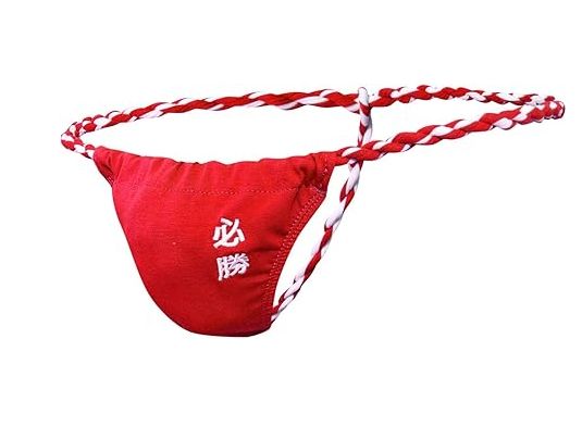 Męskie bawełniane stringi z ozdobnym sznurkiem model Sumo - XXL