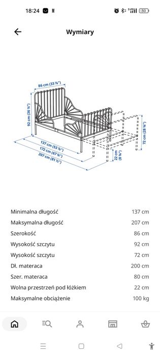 Łóżko rozsuwane IKEA