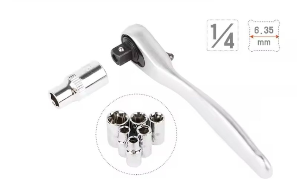 Вороток реверсний трещотка 1/4 Квадратний реверсивний вороток