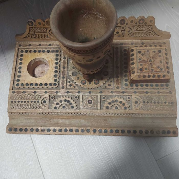 ручної роботи з дерева Чорнильниця українська та набір деревяний