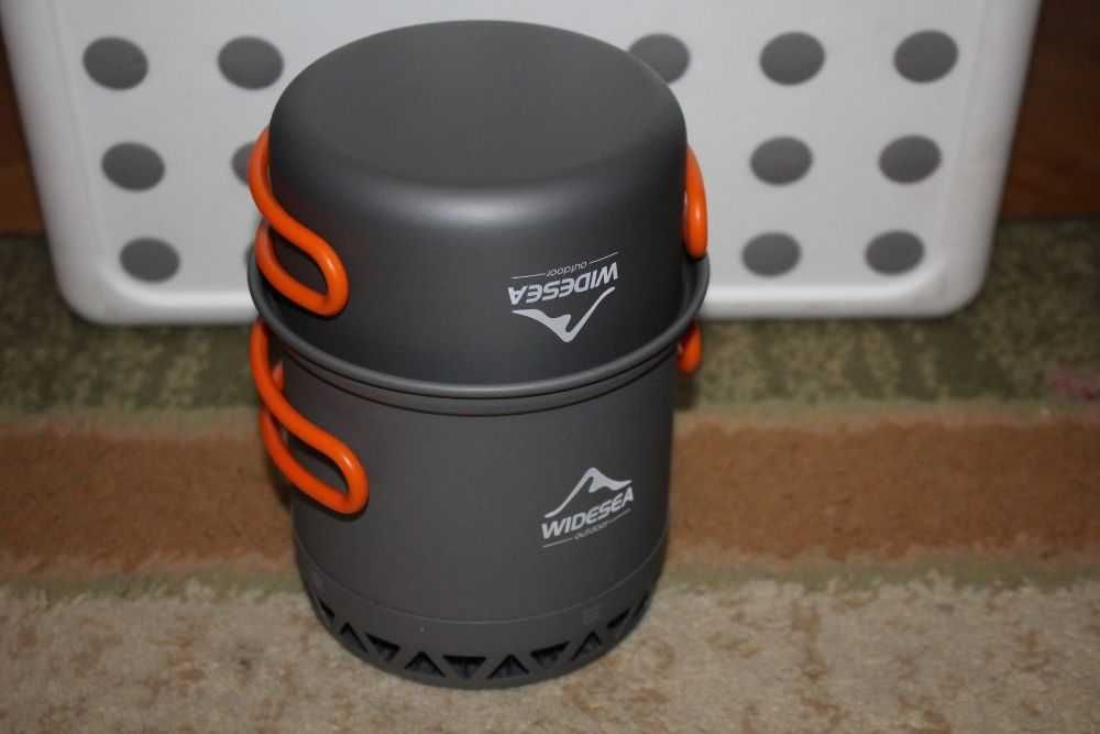 Набір посуду 2в1 з теплообмінником казанок, каструля, сковорідка, миск