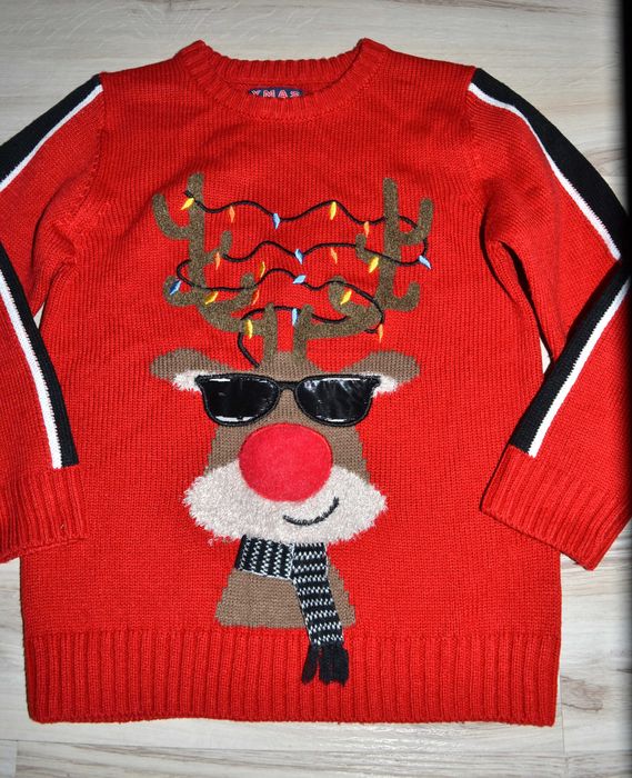 388* F&F Świąteczny sweter renifer 5/6 lat_ 110/116 cm