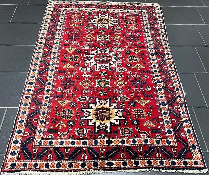 Tapete DERBEND KAZAK original muito chamativo, em lã com 170cm x 110cm