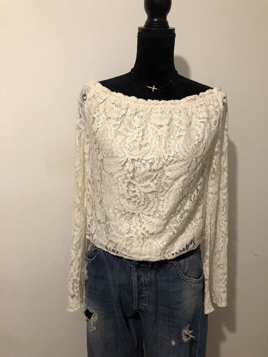 Bluzka hiszpanka h&m koronka w koronke koronkowa