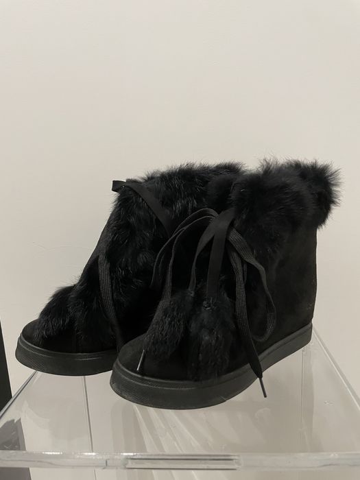 Botki sneakersy zimowe 39 czarne zamsz