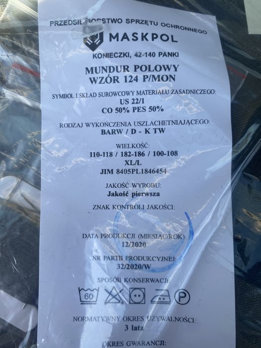 Mundur wojskowy 124P XL/L