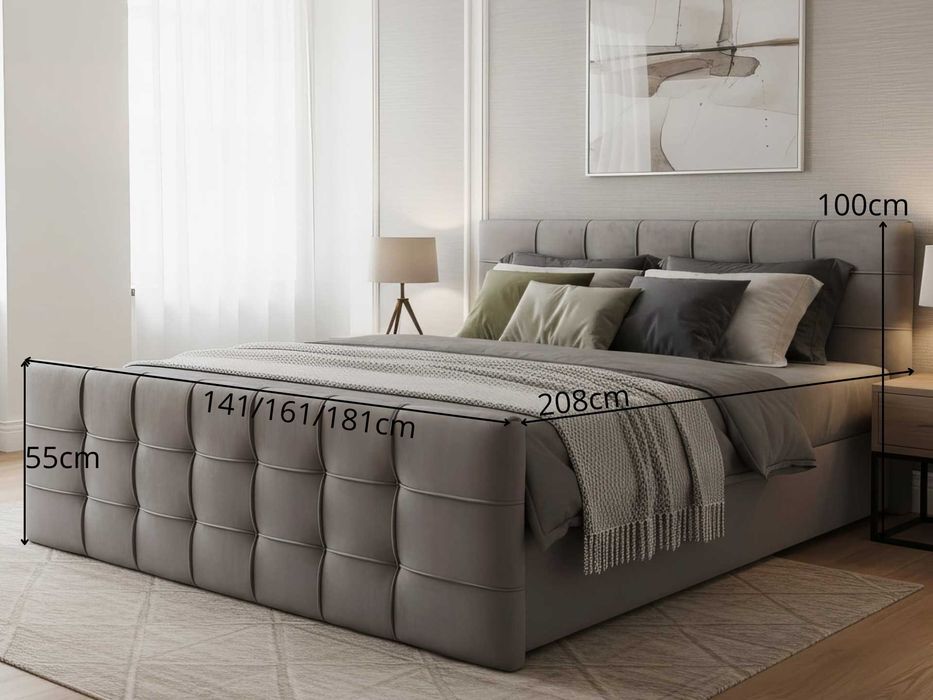Łóżko kontynentalne tapicerowane pikowane 180/160/140x200