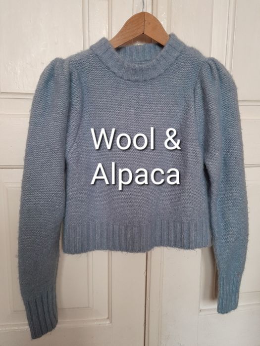 Lindex sweter wełniany z alpaca bufiaste balonowe rękawy XS