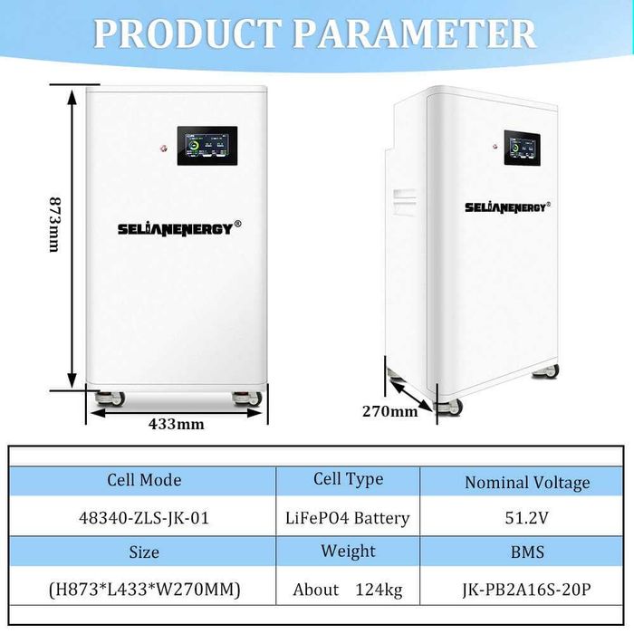 Akumulator LiFePO4 17kWh 51,2V | BMS JK | Magazyn Energii