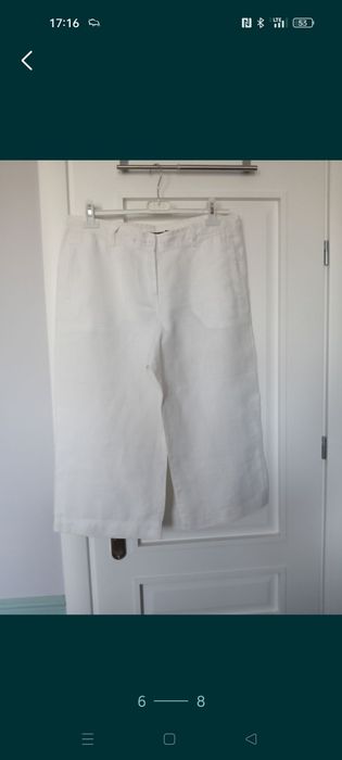 Spodnie lniane 3/4 białe