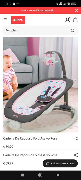 Cadeira de Descanso Fold Asalvo (Rosa) 0-6 meses - 30€