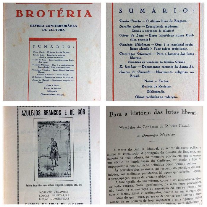 Brotéria. Revista Contemporânea de Cultura. 6 fasc. 1932. Ver sumário