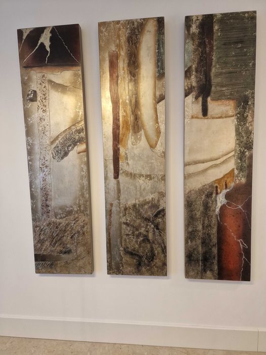 Quadros pintados a fio de ouro. Peça unica galeria arte.