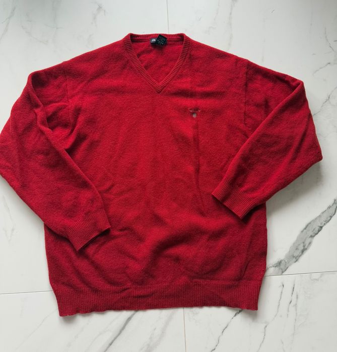 Gant czerwony sweter wełniany 100% lambswool