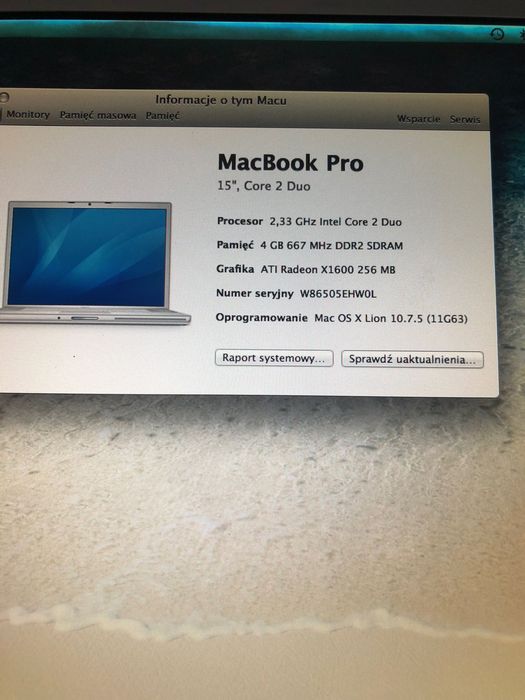 MacBook Pro 15 A1211 2gb ramu,dysk 160gb
