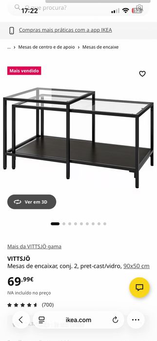 IKEA VITTSJÖ – Kit mesa de centro 2 peças