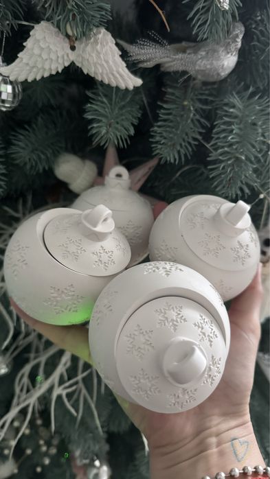 Новорічні гіпсові вироби кашпо куля