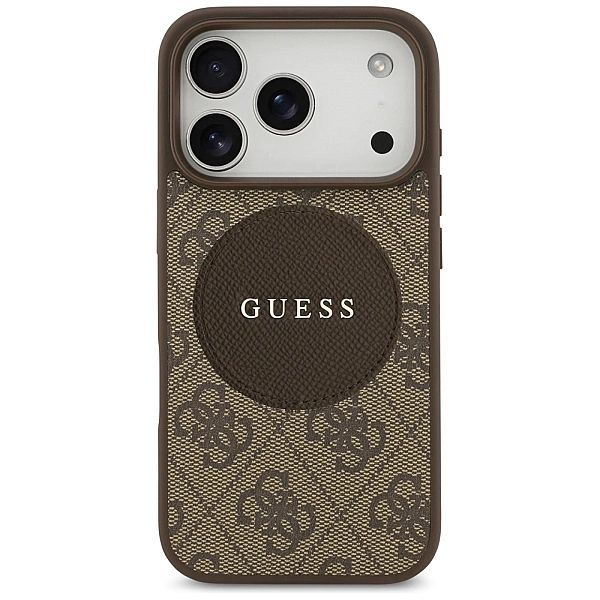 Etui Guess 4G Circle Classic Logo MagSafe na iPhone 17 Pro - brązowe