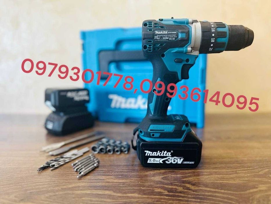 Шуруповерт Makita DHP 485 + удар Безщітковий з потужними батареями 5 A
