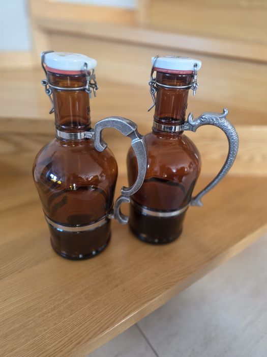 Stara butelka karafka Monheimer Alt 2L | Metalowy uchwyt | Krachla