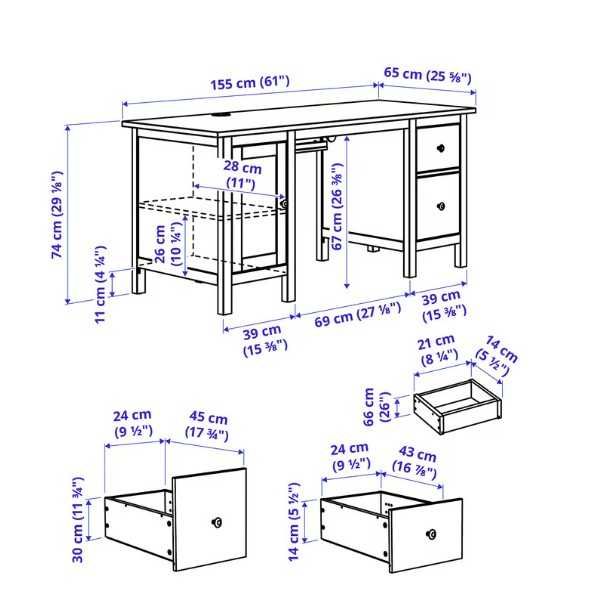 Drewniane biurko z nadstawką IKEA HEMNES (155x65 cm) – białe, bardzo pojemne