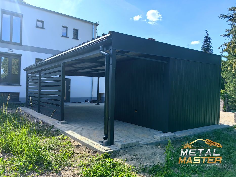 Wiata 9x5m z pomieszczeniem gospodarczym PRODUCENT na 2 auta