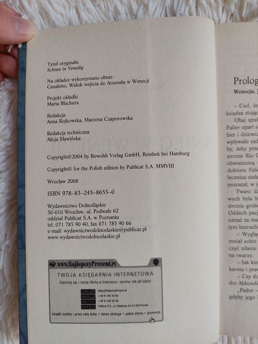 Książka kryminał "Śnieg w Wenecji" Nicolas Remin