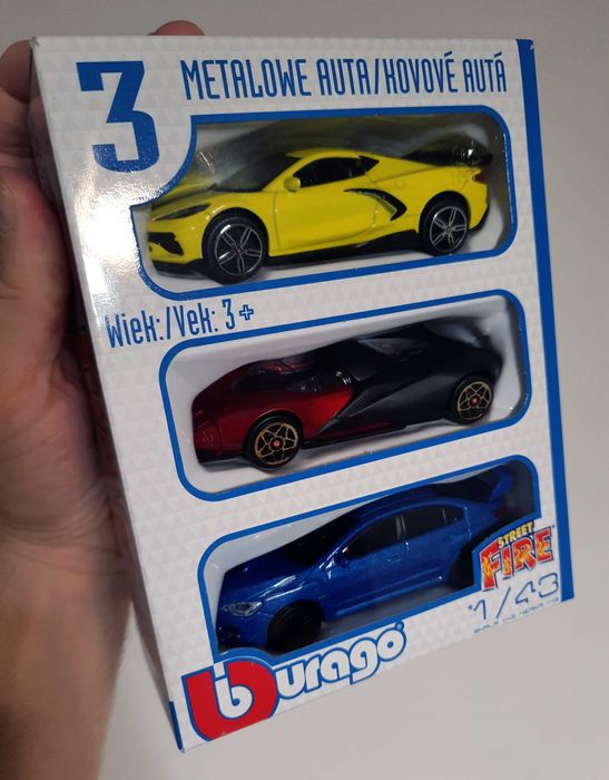NOWY zestaw 3 autek Bburago 1:43, Kolekcja Burago, samochody, prezent