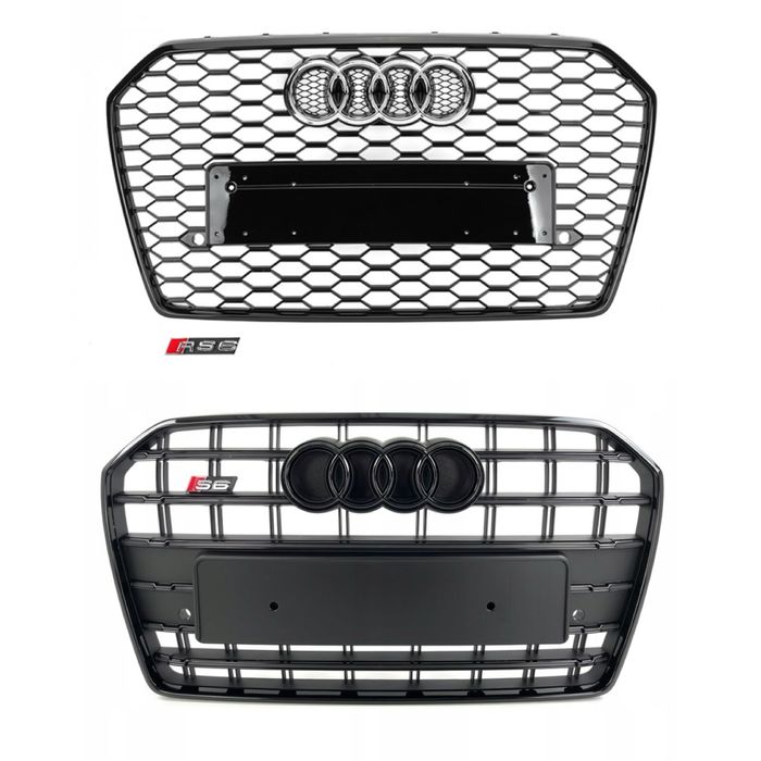 Решітка радіатора Audi A6 / S6 C7 2015-2018 стиль RS6 / S6 чорний глянець