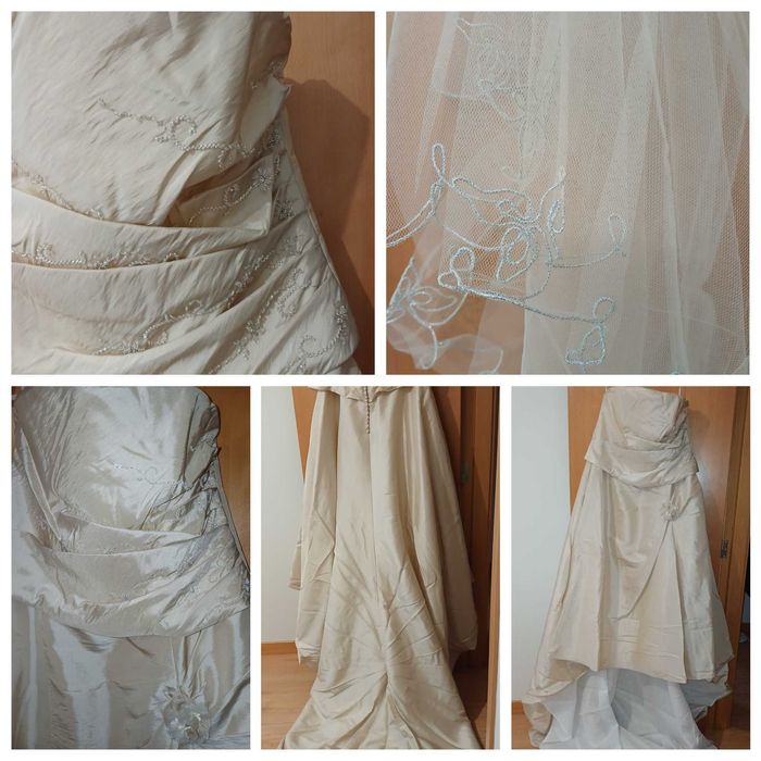 Vestido de Noiva Completo com Véu – Excelente Estado