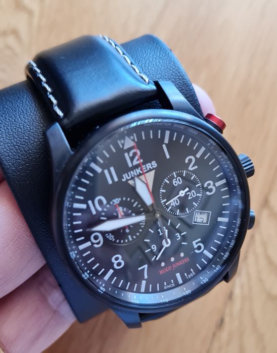 Relógio cronógrafo Junkers (Hugo Junkers), quartzo, 42 mm, novo