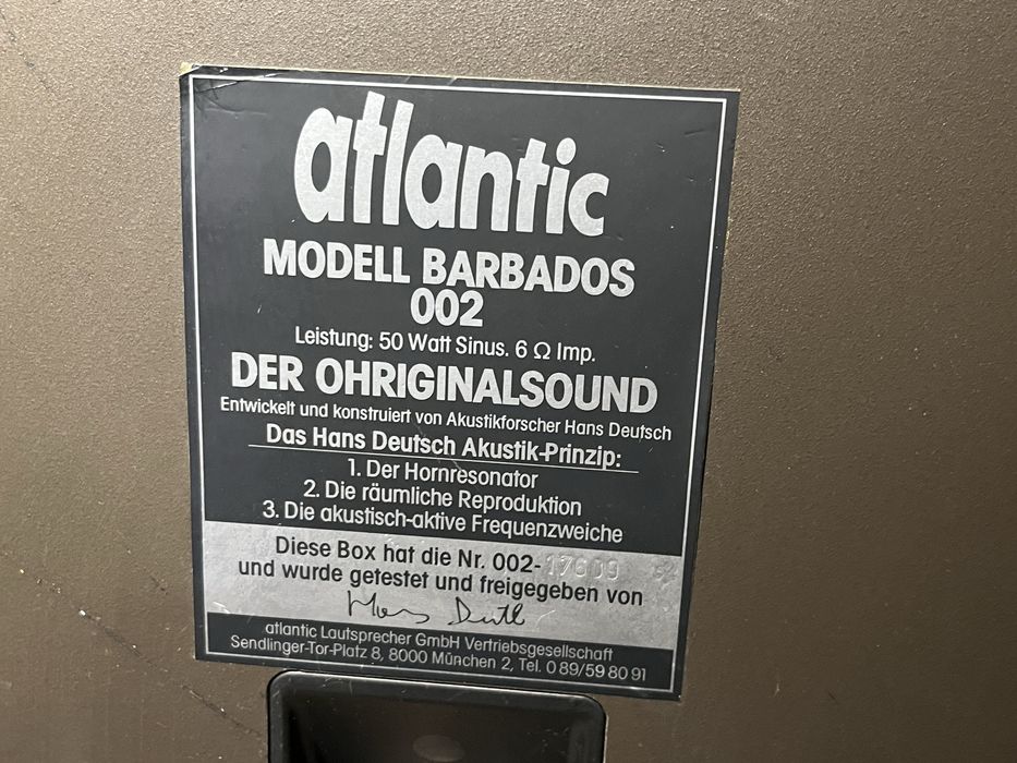 Редкая немецкая акустика HANS DEUTSCH ATLANTIC BARBADOS 002 (ЗВУК!)