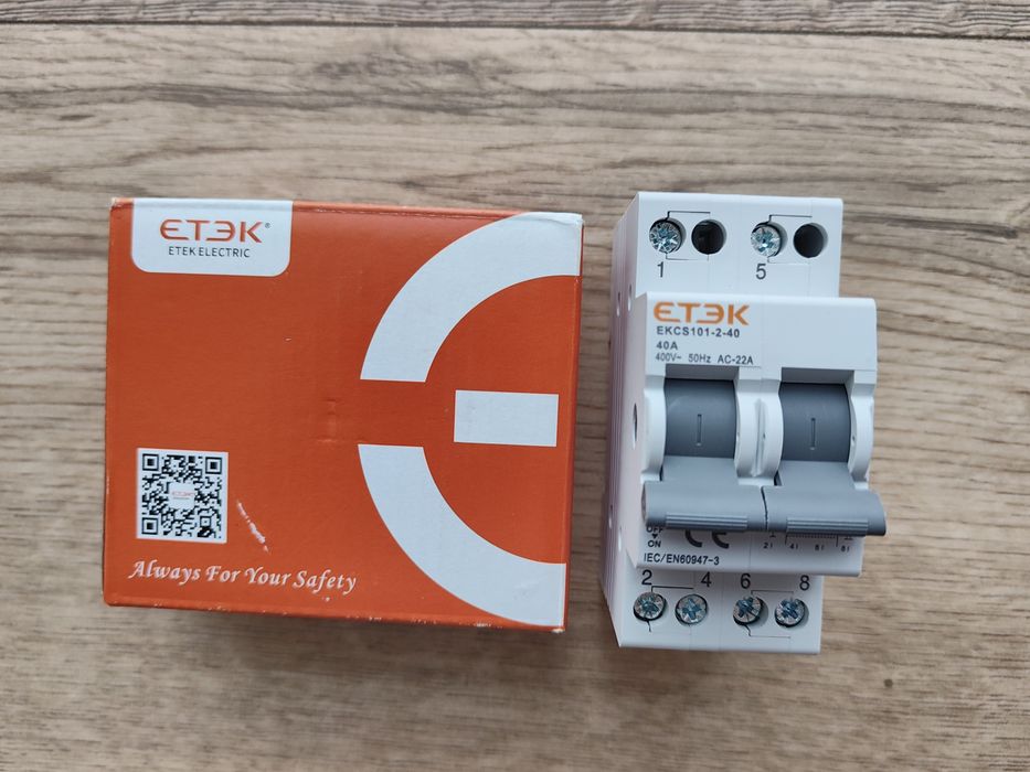 Двополюсний автоматичний вимикач  Etek Electric