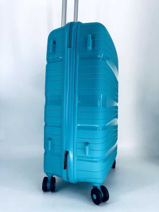 Nowa średnia walizka PP mocna turkusowa niebieska