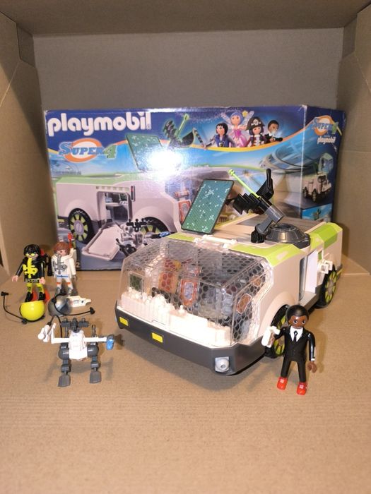 Playmobil super 4 carro camaleão com gene + 2 bonecos astronautas