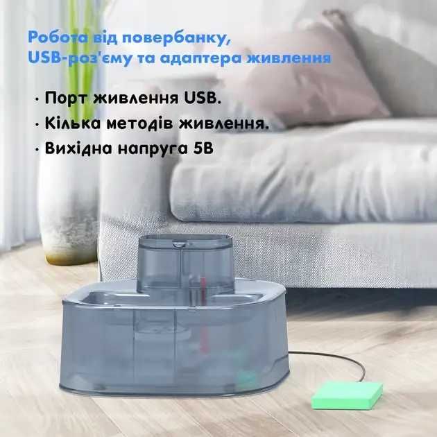 Питний фонтан для кішок і собак HoneyGuaridan W58 6L з фільтром,