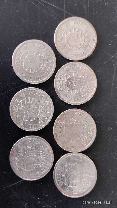 Lote 7 Moedas 5 Escudos Moçambique 1960 – Prata