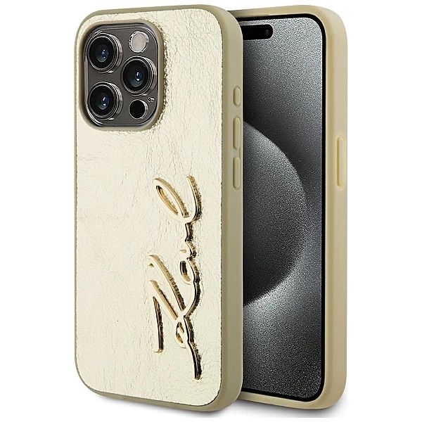 Etui Karl Lagerfeld Wrinkled Metal Signature na iPhone 15 Pro Max - zł