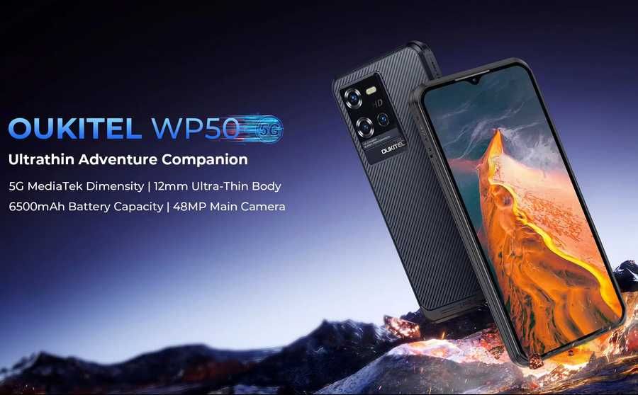 Oukitel WP50 5G. 12Gb(4+8)/256Gb, Dimensity 6100+, 48Mp, 6500Ma/h, NFC