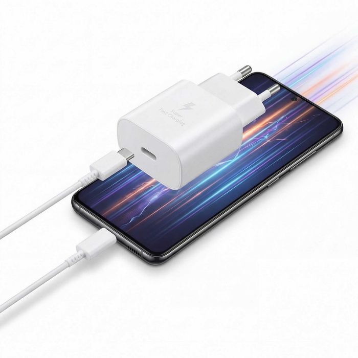 Ładowarka 25W USB-C + Kabel 1m do Samsung Xiaomi Pixel Motorola - NOWY ZESTAW