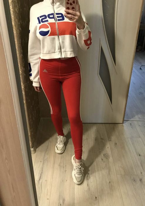 Лосины леггинсы Adidas оригинал светодиодные с замочками на молнии