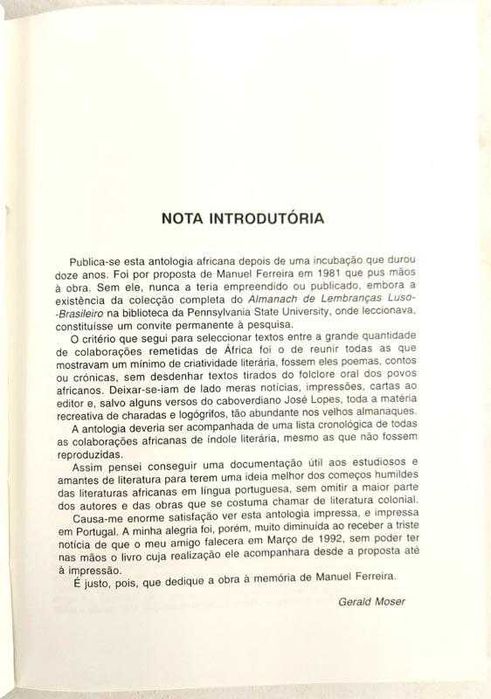 Almanach de Lembranças: 1854 / 1932, de Gerald M. Moser