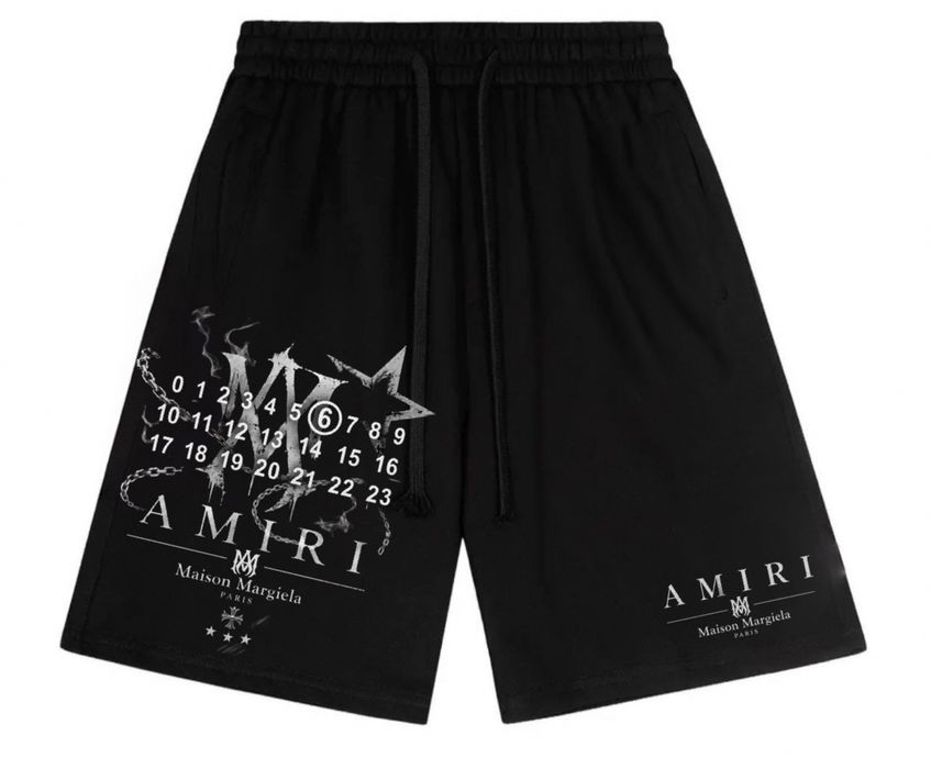Шорты Maison Margela paris x Amiri Logo колоборация мейсон марждели и амири цвет черный Новинка