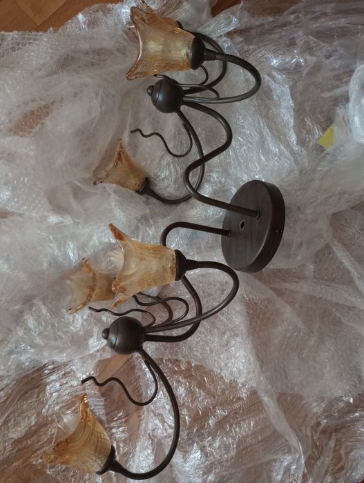 Люстра на 6 ламп (металл-стекло)