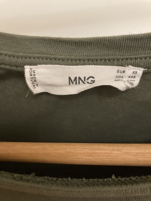 Top Mango verde caqui acolchoado