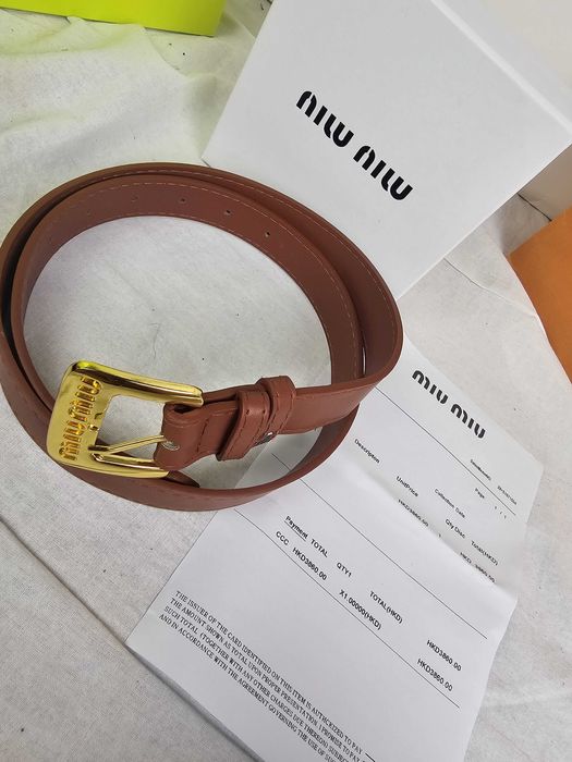 Pasek Miu Miu na dziurki komplet damski Ultra Premium brąz OUTLET