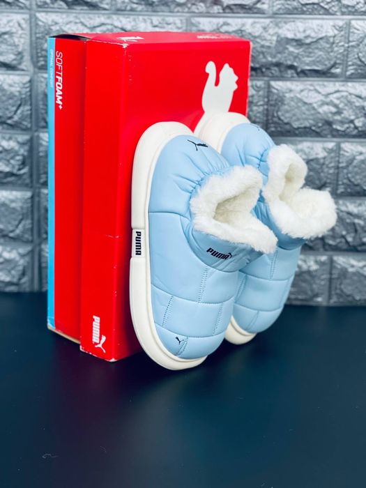 Кожаные Дутики пума / сноубутсы пума, тапки на меху, ботинки Puma